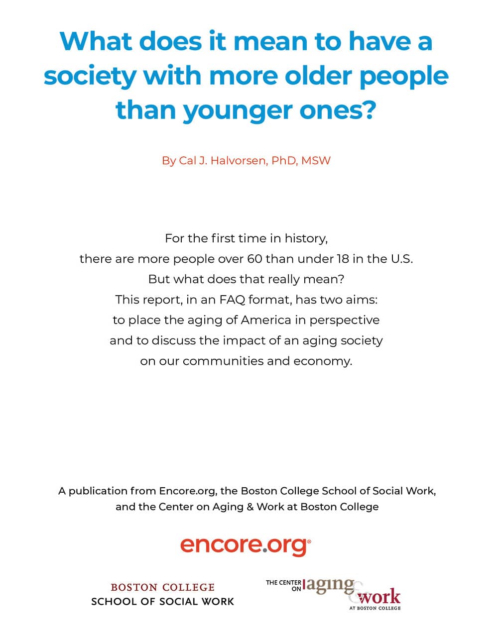 what does it mean to to have a society with more older people than younger ones report cover