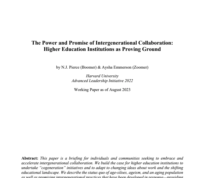 The Power and Promise of Intergenerational Collaboration