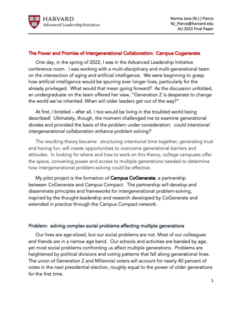 The Power and Promise of Intergenerational Collaboration report cover