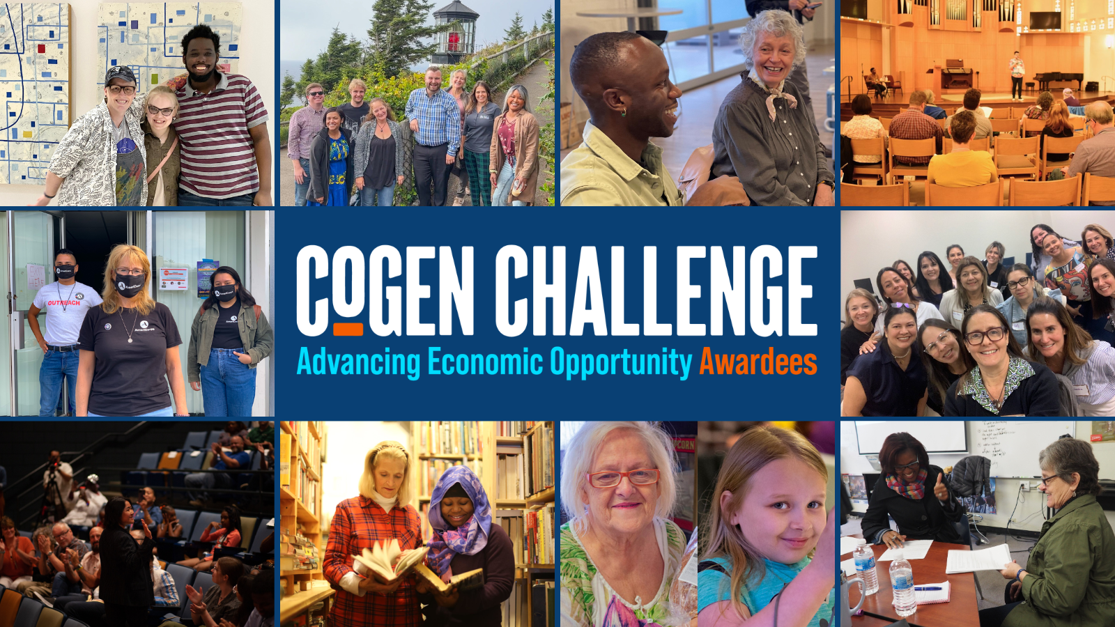 Images from all of the CoGen Challenge Advancing Economic Opportunity awardee's programs