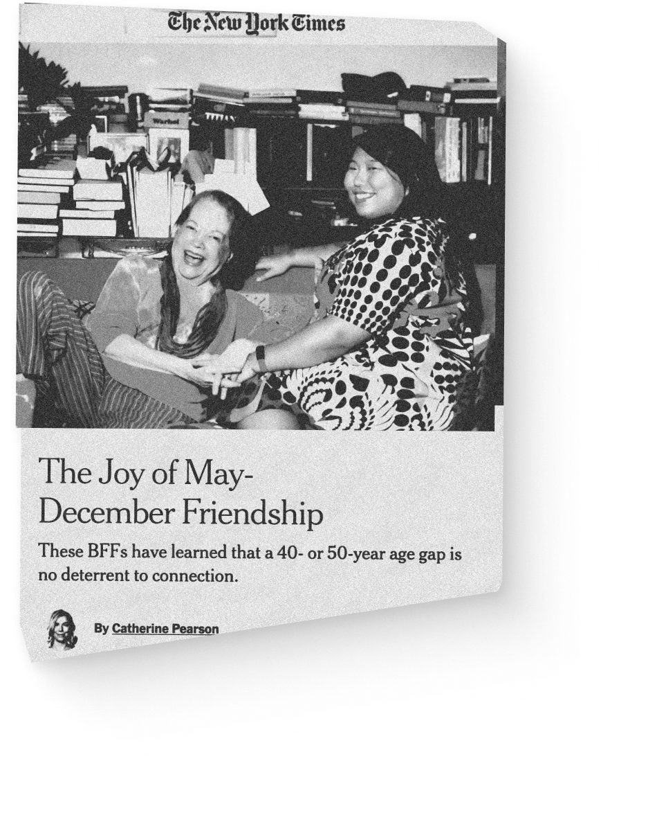 New York Times clipping with headline: The Joy of May-december Friendship