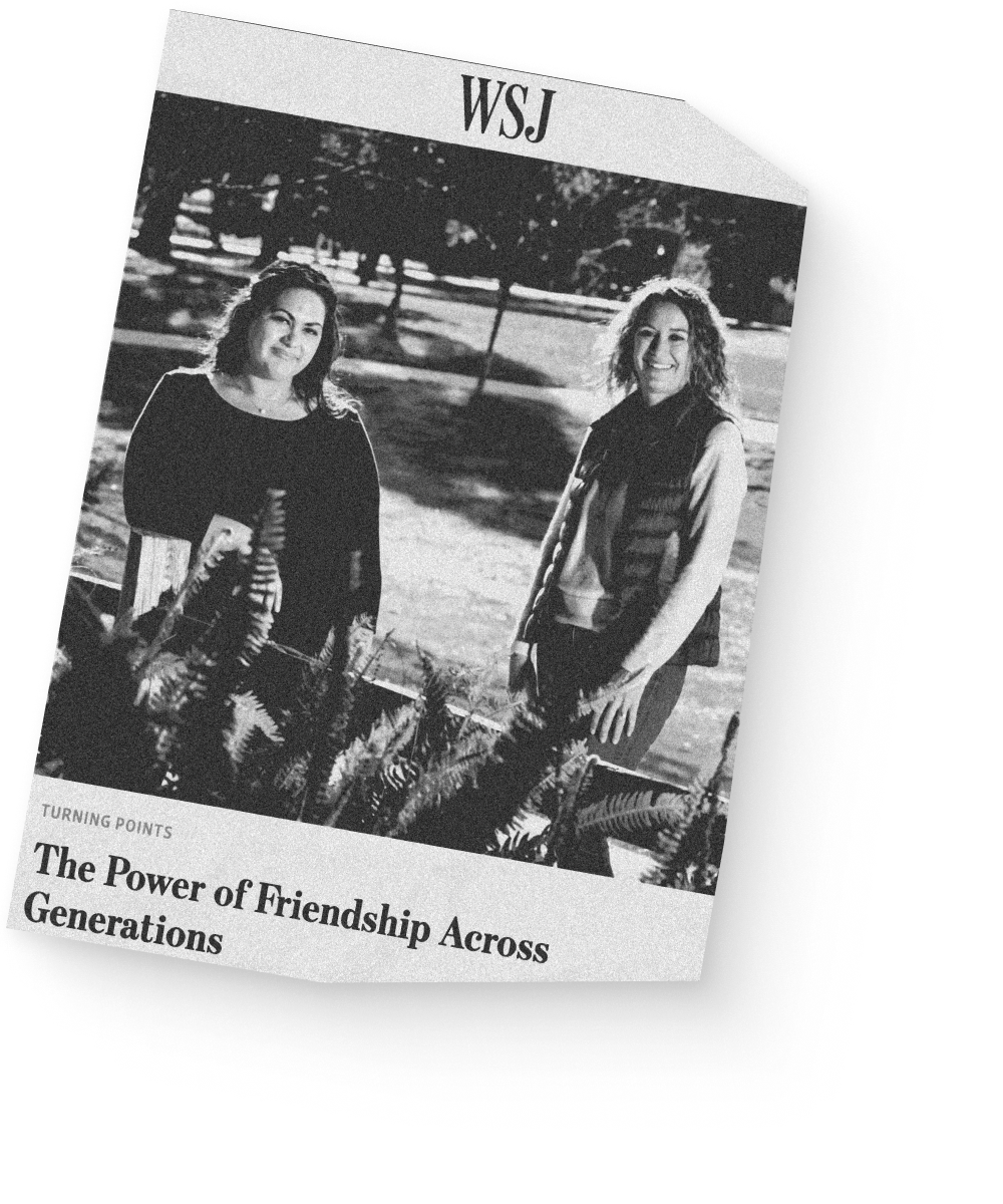 Wall Street Journal clipping with headline: The Power of Friendship Across Generations