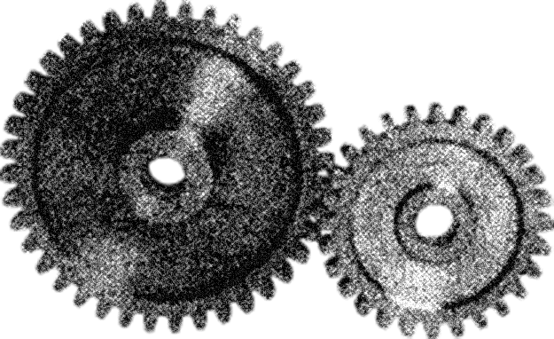 a pair of interlocking gears