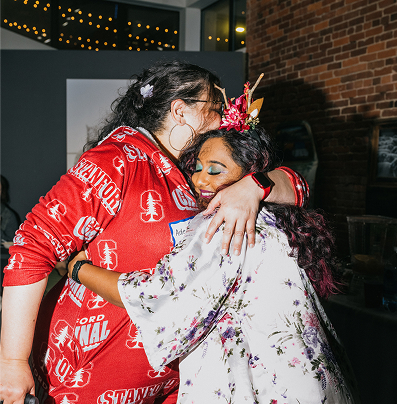 Two women embracing