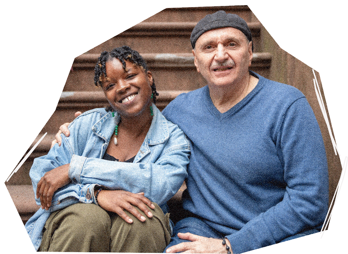 cg-report-2025__profiles__stoop Jimmy Palmara and Shanaya Perkins embracing on a set of stairs